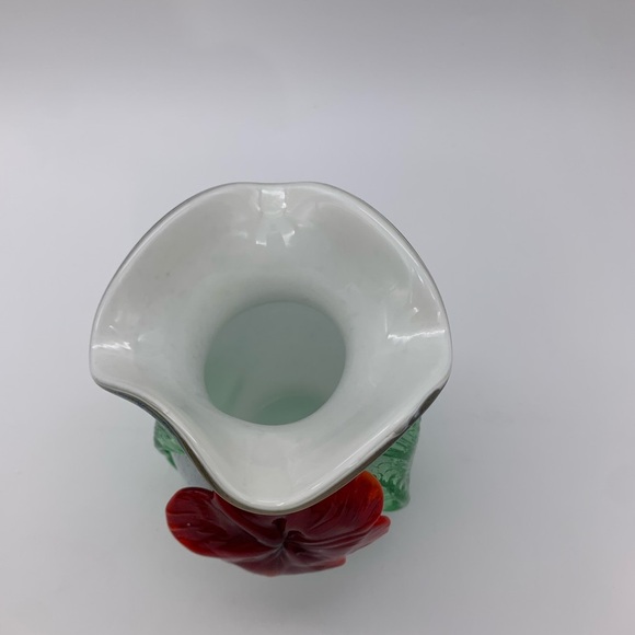 CELEBRATIONS Vtg. Handcrafted Seed Glass Speckled Vase 6” With 3-D Poppy Flower - Picture 8 of 12